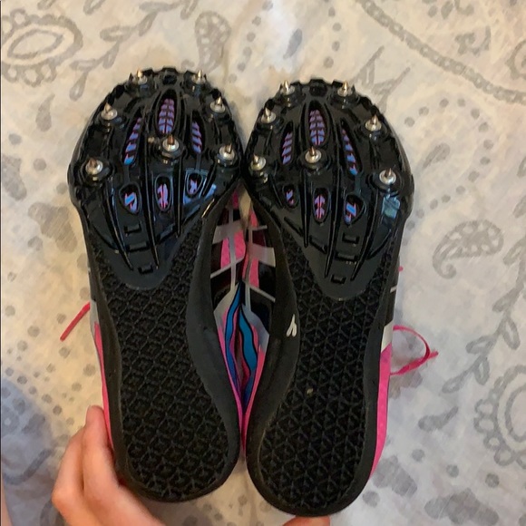 Brooks PR Sprint Track Black Pink Cleats Sz 8.5 - Picture 6 of 6